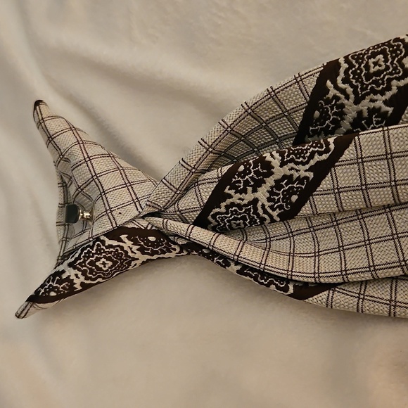 Vintage SEARS 1960s Maroon Floral Plaid Clip-on Tie - Picture 8 of 8